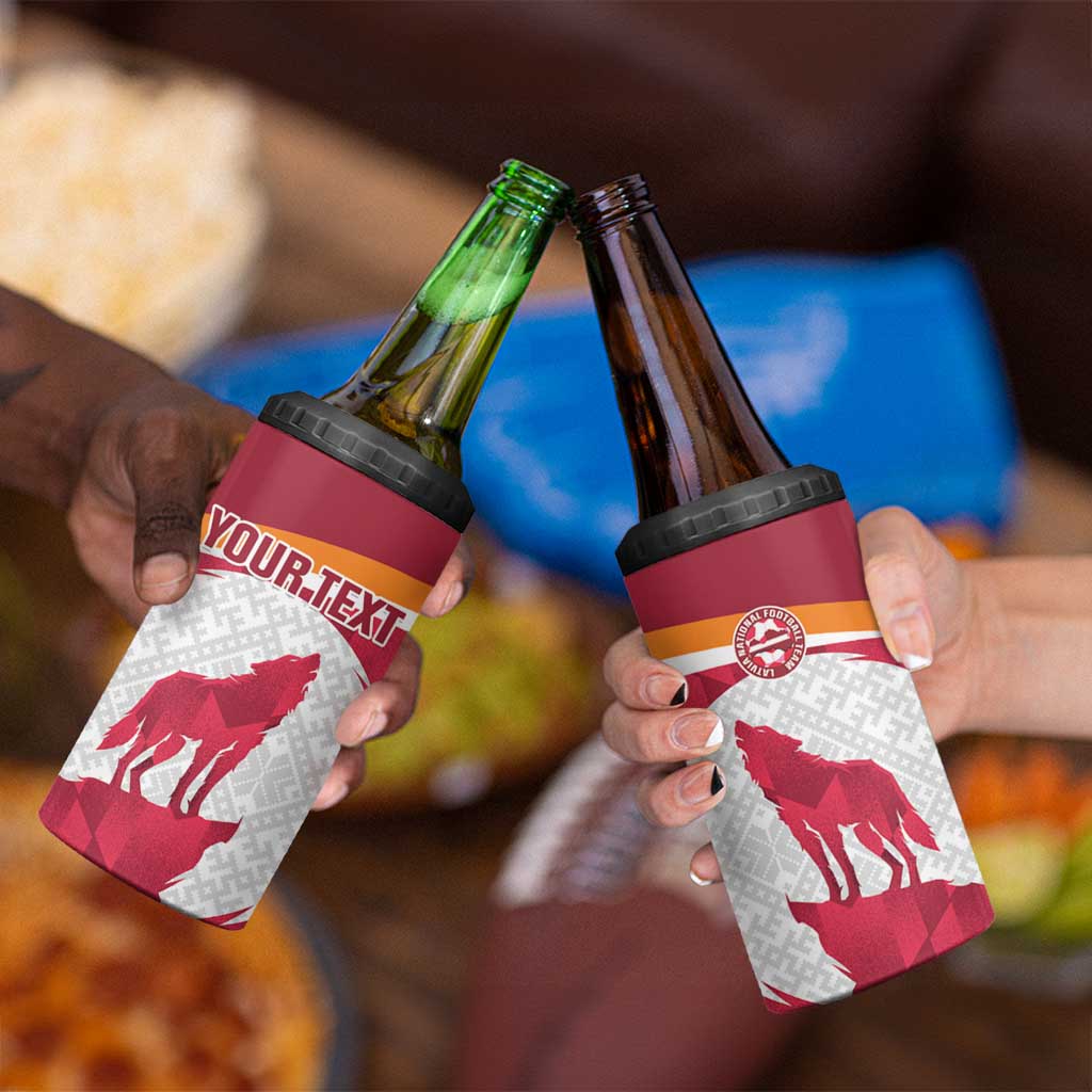 Custom Latvia Football 4 in 1 Can Cooler Tumbler Go Wolves Latvija Folk Pattern