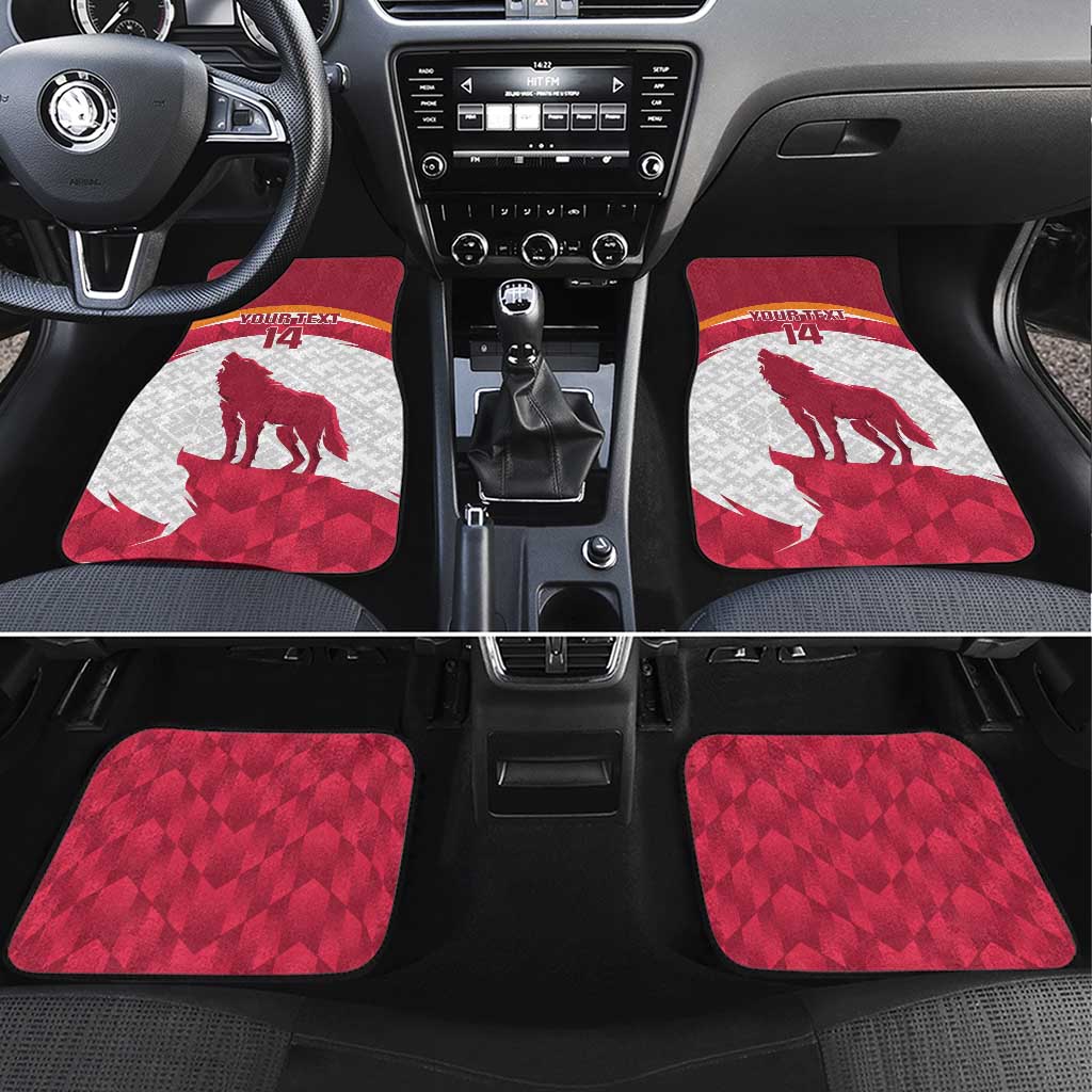 Custom Latvia Football Car Mats Go Wolves Latvija Folk Pattern