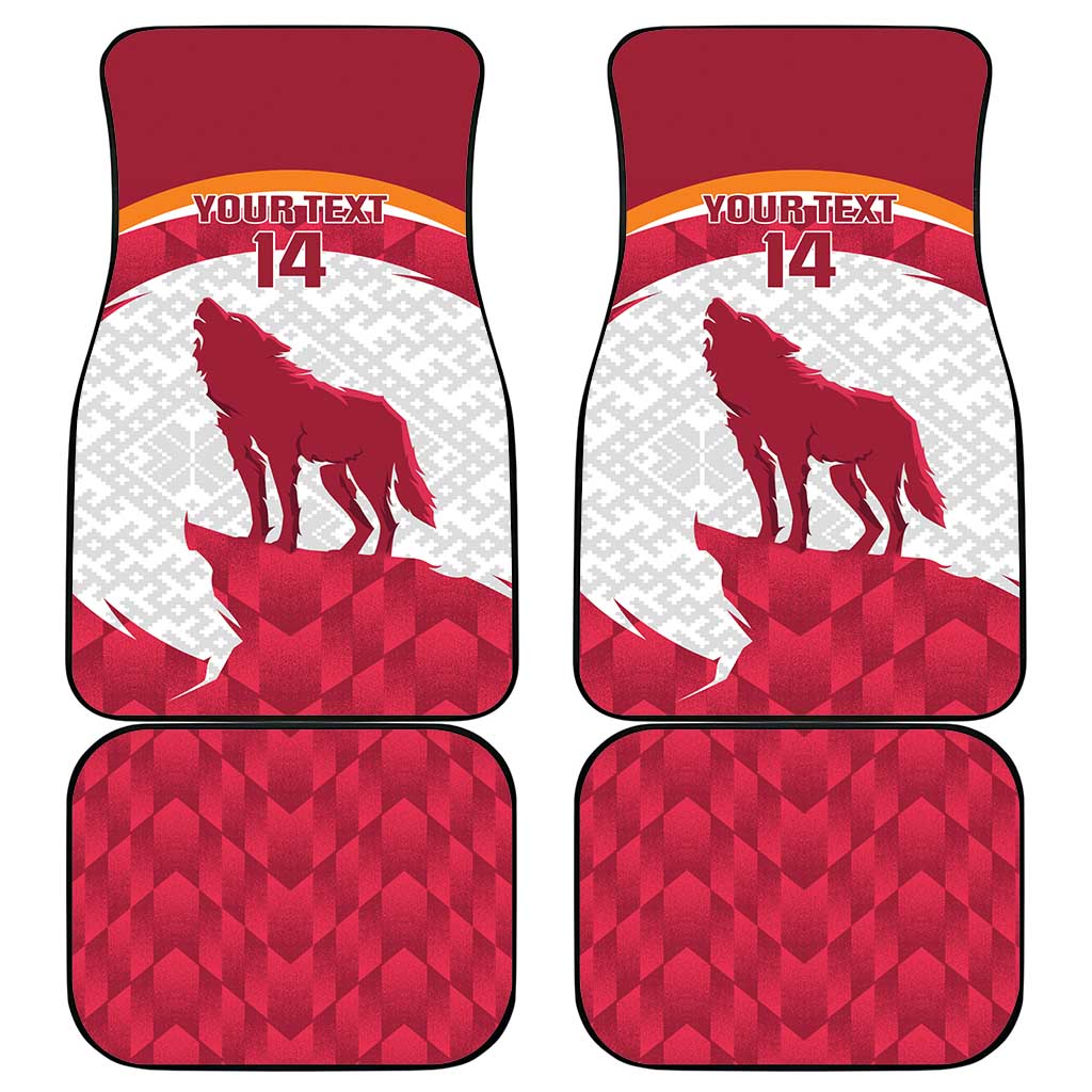 Custom Latvia Football Car Mats Go Wolves Latvija Folk Pattern