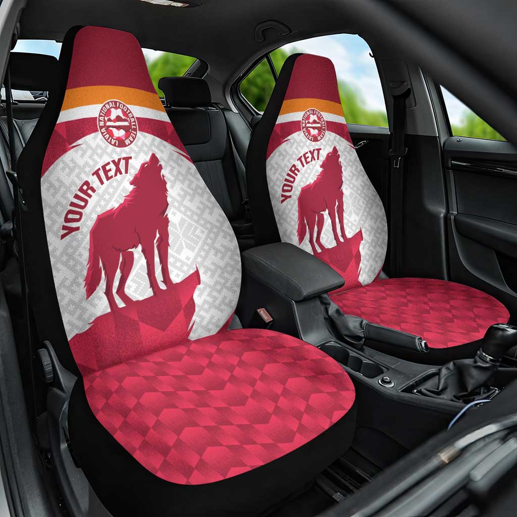 Custom Latvia Football Car Seat Cover Go Wolves Latvija Folk Pattern