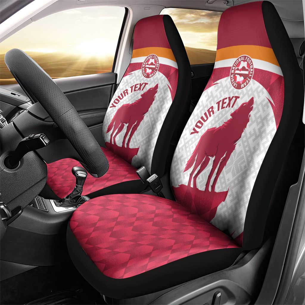 Custom Latvia Football Car Seat Cover Go Wolves Latvija Folk Pattern