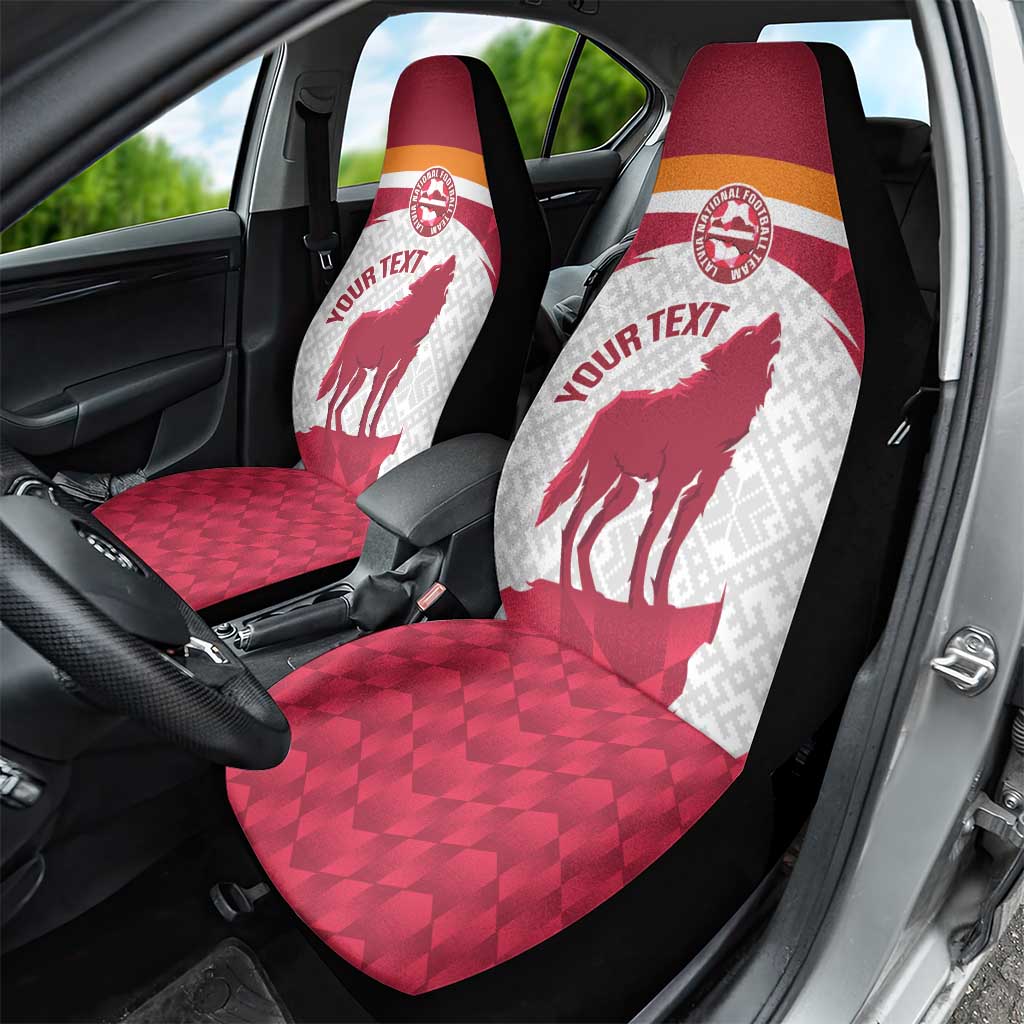 Custom Latvia Football Car Seat Cover Go Wolves Latvija Folk Pattern