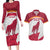 Custom Latvia Football Couples Matching Long Sleeve Bodycon Dress and Hawaiian Shirt Go Wolves Latvija Folk Pattern