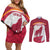 Custom Latvia Football Couples Matching Off Shoulder Short Dress and Long Sleeve Button Shirt Go Wolves Latvija Folk Pattern