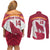 Custom Latvia Football Couples Matching Off Shoulder Short Dress and Long Sleeve Button Shirt Go Wolves Latvija Folk Pattern