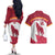 Custom Latvia Football Couples Matching Off The Shoulder Long Sleeve Dress and Hawaiian Shirt Go Wolves Latvija Folk Pattern