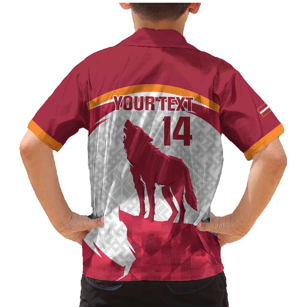 Custom Latvia Football Family Matching Mermaid Dress and Hawaiian Shirt Go Wolves Latvija Folk Pattern