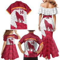 Custom Latvia Football Family Matching Mermaid Dress and Hawaiian Shirt Go Wolves Latvija Folk Pattern