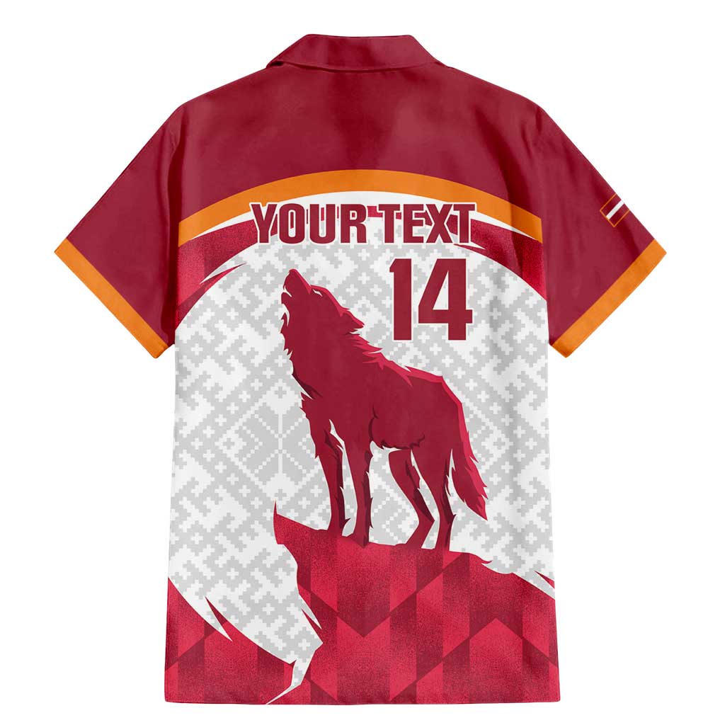 Custom Latvia Football Family Matching Mermaid Dress and Hawaiian Shirt Go Wolves Latvija Folk Pattern