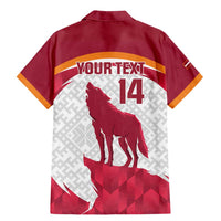 Custom Latvia Football Family Matching Mermaid Dress and Hawaiian Shirt Go Wolves Latvija Folk Pattern