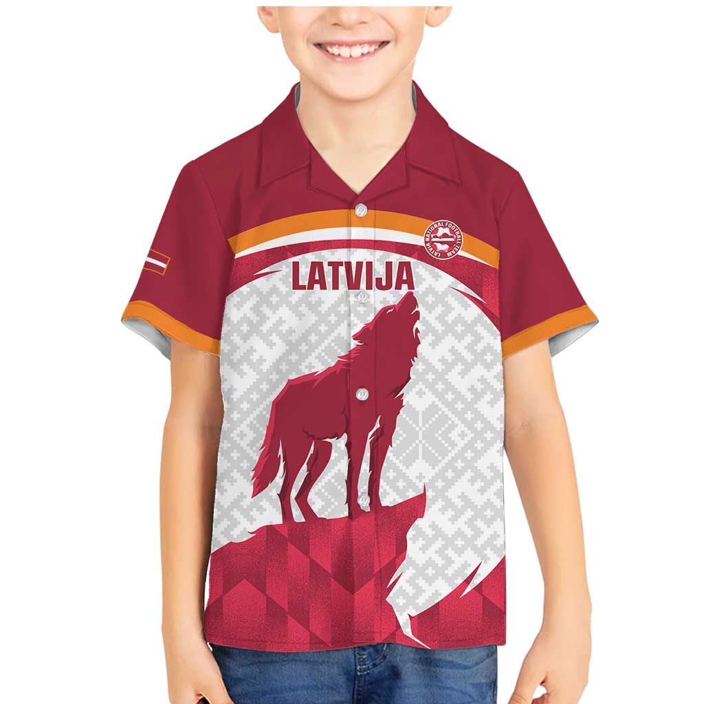 Custom Latvia Football Family Matching Mermaid Dress and Hawaiian Shirt Go Wolves Latvija Folk Pattern