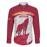 Custom Latvia Football Family Matching Off The Shoulder Long Sleeve Dress and Hawaiian Shirt Go Wolves Latvija Folk Pattern