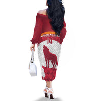 Custom Latvia Football Family Matching Off The Shoulder Long Sleeve Dress and Hawaiian Shirt Go Wolves Latvija Folk Pattern