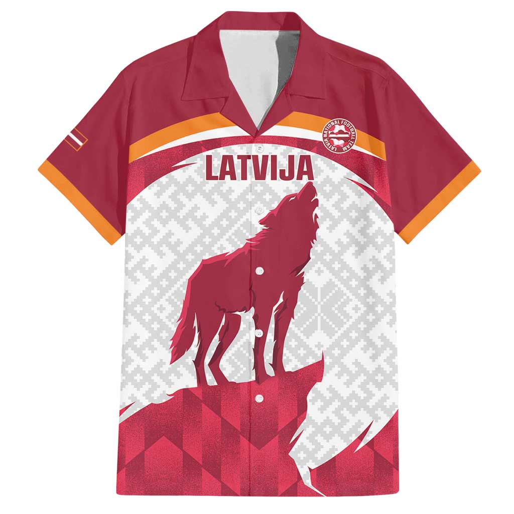 Custom Latvia Football Family Matching Off Shoulder Maxi Dress and Hawaiian Shirt Go Wolves Latvija Folk Pattern
