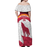 Custom Latvia Football Family Matching Off Shoulder Maxi Dress and Hawaiian Shirt Go Wolves Latvija Folk Pattern