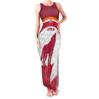 Custom Latvia Football Family Matching Tank Maxi Dress and Hawaiian Shirt Go Wolves Latvija Folk Pattern
