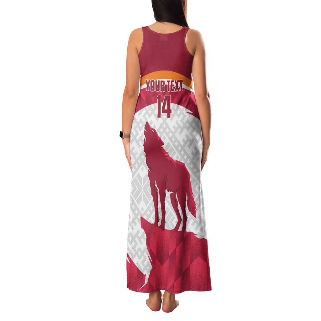 Custom Latvia Football Family Matching Tank Maxi Dress and Hawaiian Shirt Go Wolves Latvija Folk Pattern