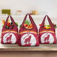 Custom Latvia Football Grocery Bag Go Wolves Latvija Folk Pattern