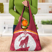 Custom Latvia Football Grocery Bag Go Wolves Latvija Folk Pattern