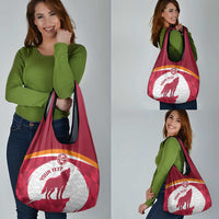 Custom Latvia Football Grocery Bag Go Wolves Latvija Folk Pattern