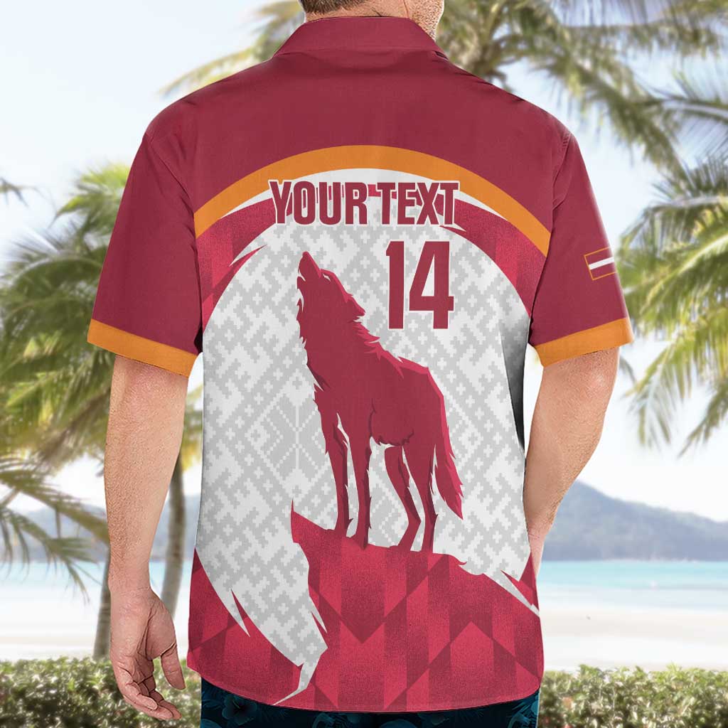 Custom Latvia Football Hawaiian Shirt Go Wolves Latvija Folk Pattern
