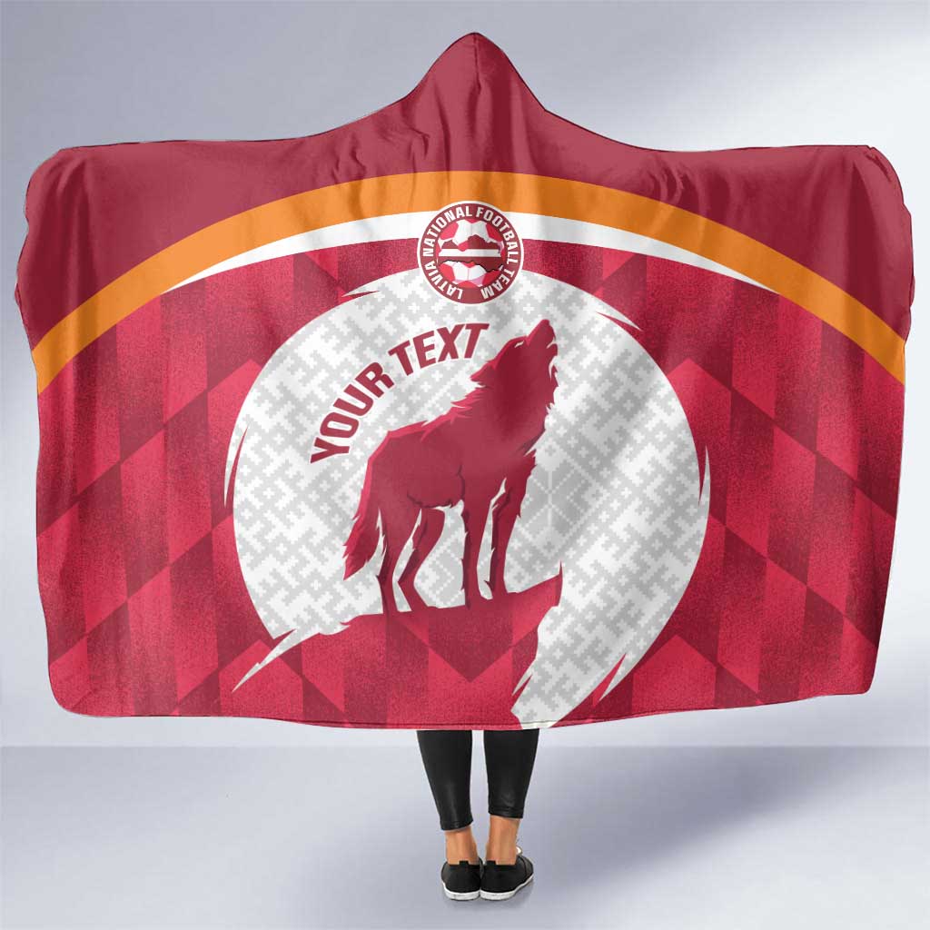 Custom Latvia Football Hooded Blanket Go Wolves Latvija Folk Pattern
