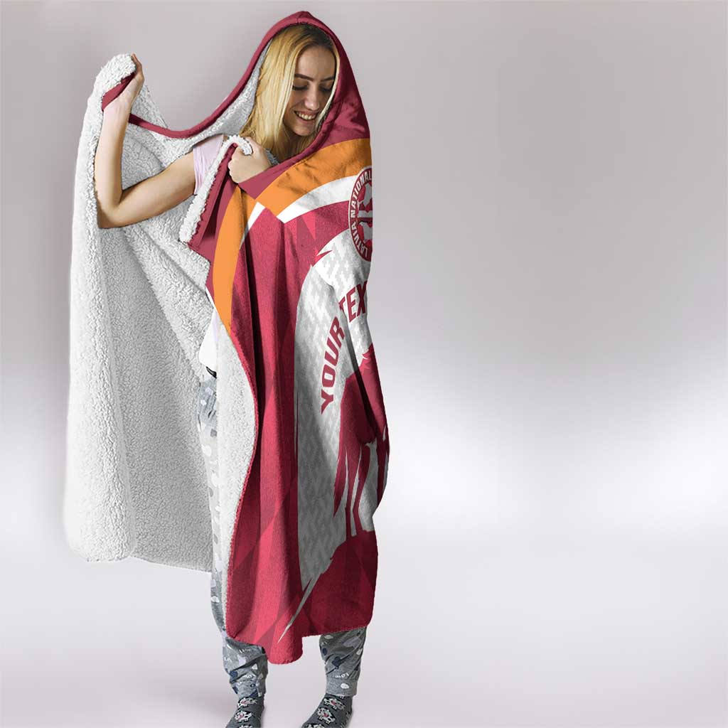 Custom Latvia Football Hooded Blanket Go Wolves Latvija Folk Pattern