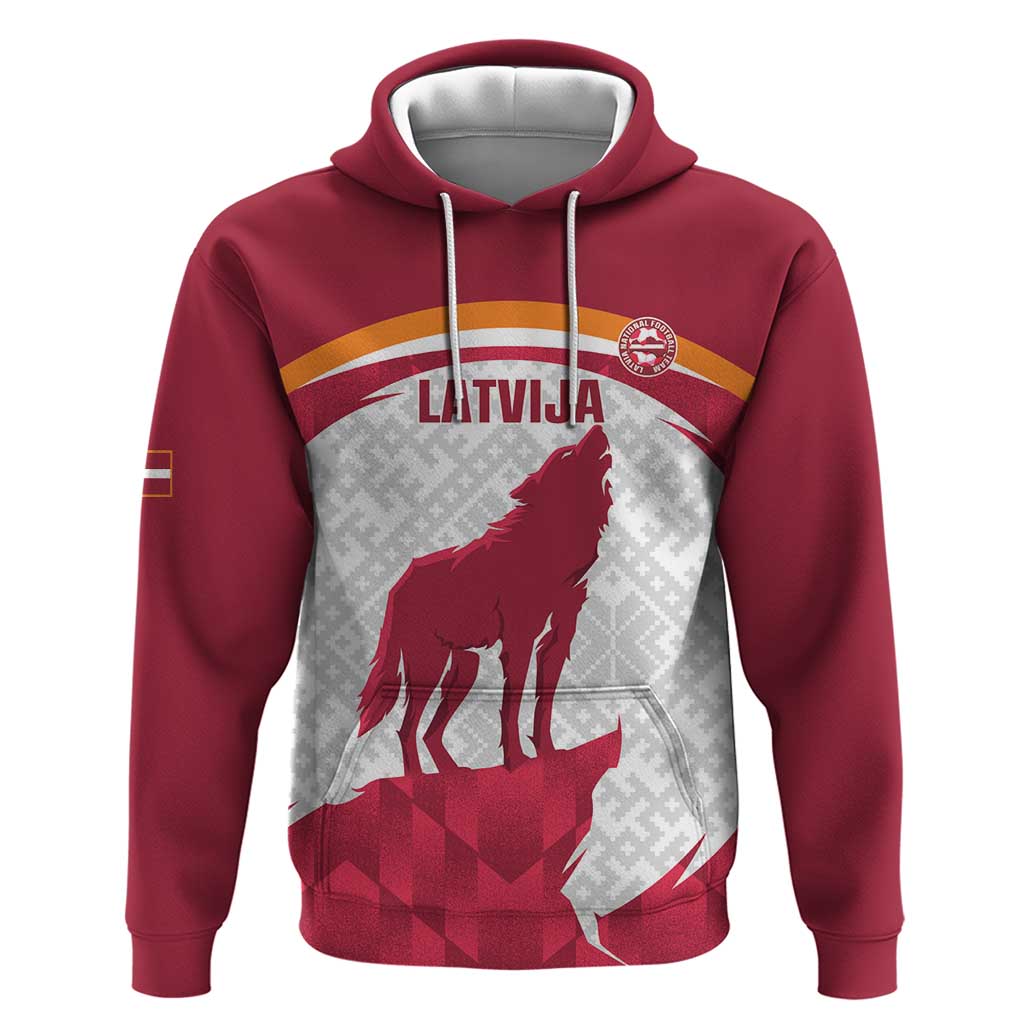 Custom Latvia Football Hoodie Go Wolves Latvija Folk Pattern