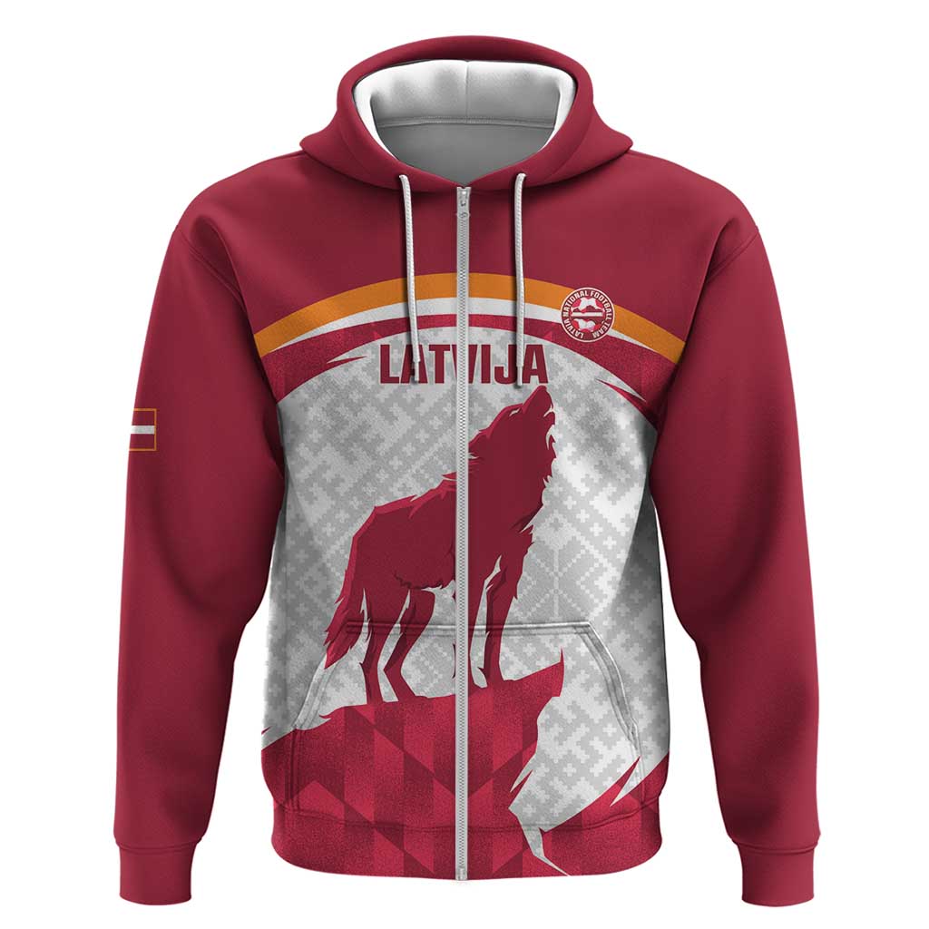 Custom Latvia Football Hoodie Go Wolves Latvija Folk Pattern