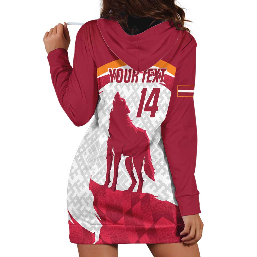 Custom Latvia Football Hoodie Dress Go Wolves Latvija Folk Pattern