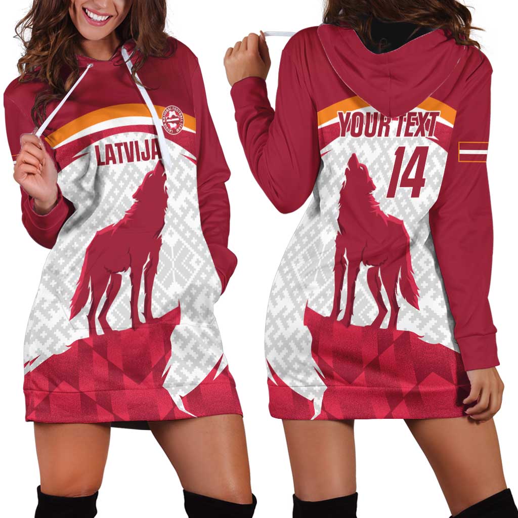 Custom Latvia Football Hoodie Dress Go Wolves Latvija Folk Pattern