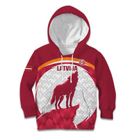 Custom Latvia Football Kid Hoodie Go Wolves Latvija Folk Pattern