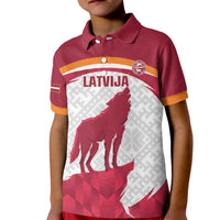 Custom Latvia Football Kid Polo Shirt Go Wolves Latvija Folk Pattern
