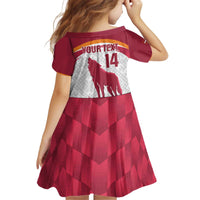 Custom Latvia Football Kid Short Sleeve Dress Go Wolves Latvija Folk Pattern
