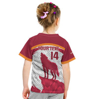 Custom Latvia Football Kid T Shirt Go Wolves Latvija Folk Pattern