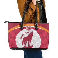 Custom Latvia Football Leather Tote Bag Go Wolves Latvija Folk Pattern