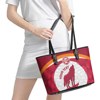 Custom Latvia Football Leather Tote Bag Go Wolves Latvija Folk Pattern