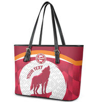 Custom Latvia Football Leather Tote Bag Go Wolves Latvija Folk Pattern