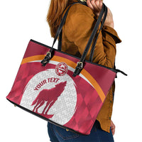 Custom Latvia Football Leather Tote Bag Go Wolves Latvija Folk Pattern