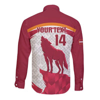 Custom Latvia Football Long Sleeve Button Shirt Go Wolves Latvija Folk Pattern