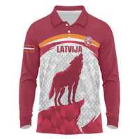 Custom Latvia Football Long Sleeve Polo Shirt Go Wolves Latvija Folk Pattern