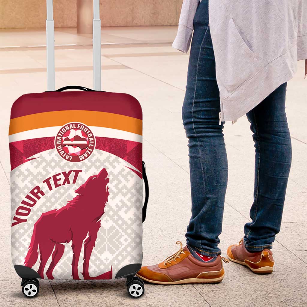 Custom Latvia Football Luggage Cover Go Wolves Latvija Folk Pattern