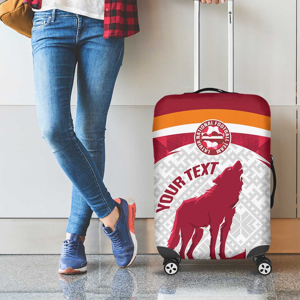 Custom Latvia Football Luggage Cover Go Wolves Latvija Folk Pattern
