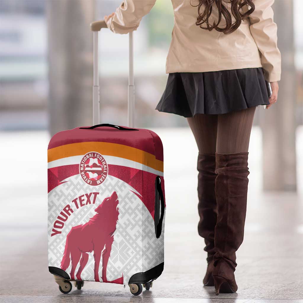 Custom Latvia Football Luggage Cover Go Wolves Latvija Folk Pattern