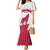 Custom Latvia Football Mermaid Dress Go Wolves Latvija Folk Pattern