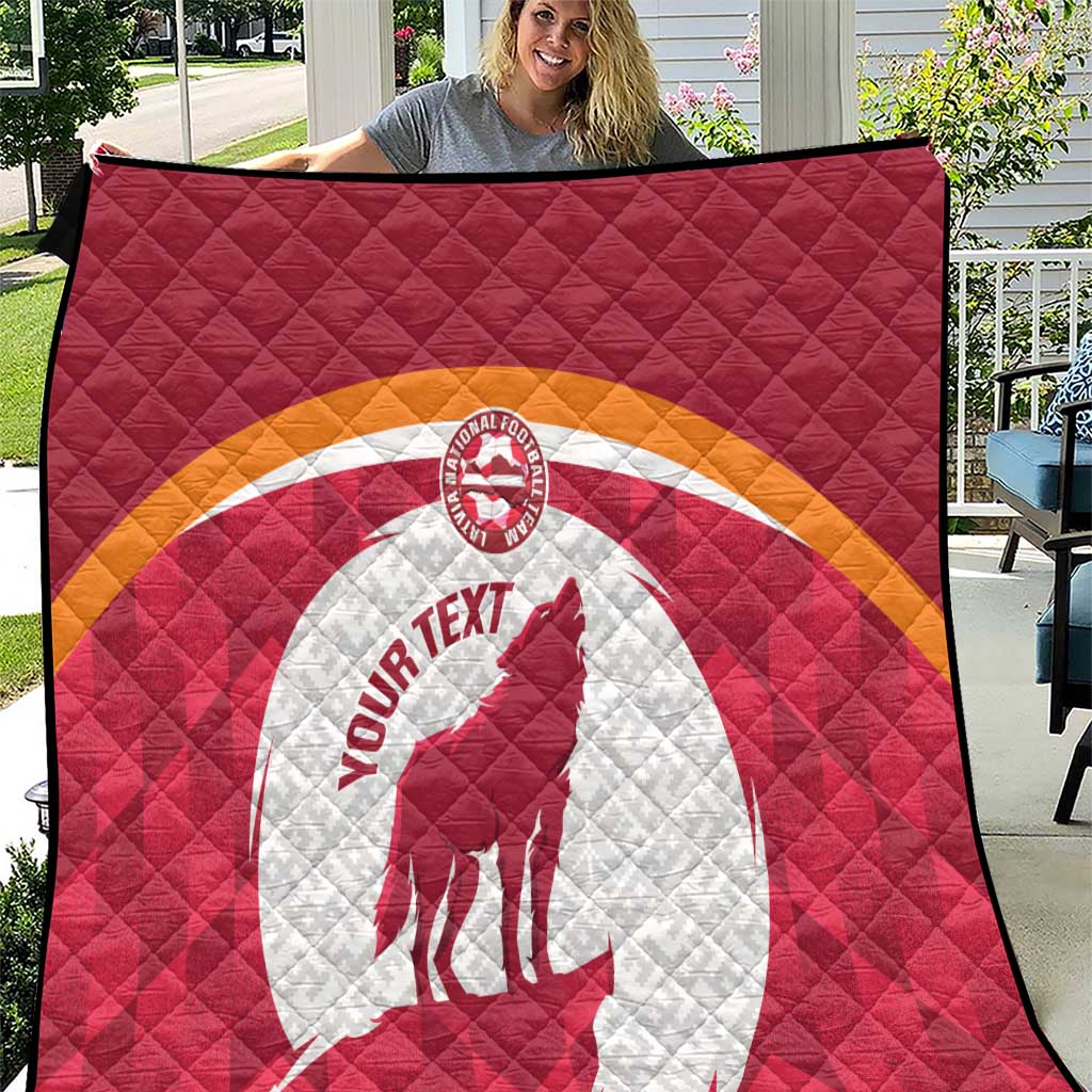 Custom Latvia Football Quilt Go Wolves Latvija Folk Pattern