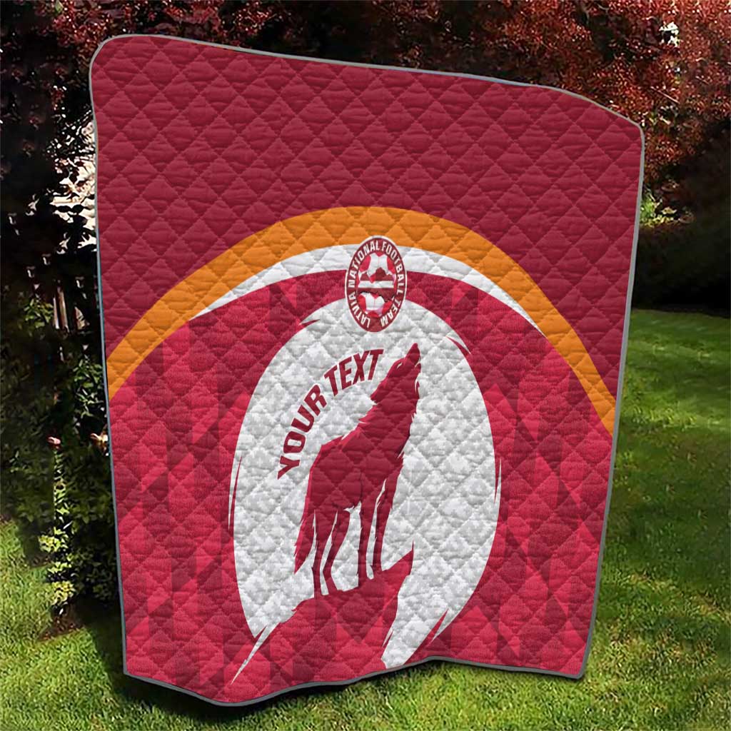 Custom Latvia Football Quilt Go Wolves Latvija Folk Pattern
