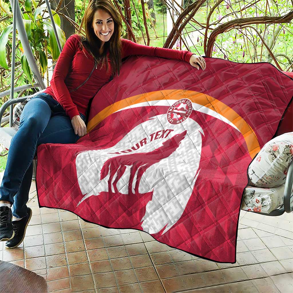 Custom Latvia Football Quilt Go Wolves Latvija Folk Pattern