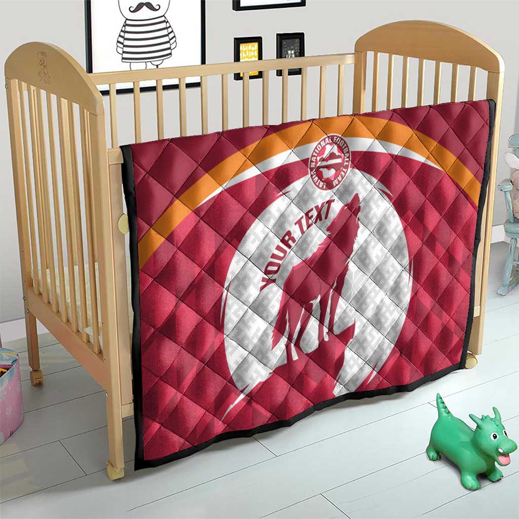 Custom Latvia Football Quilt Go Wolves Latvija Folk Pattern
