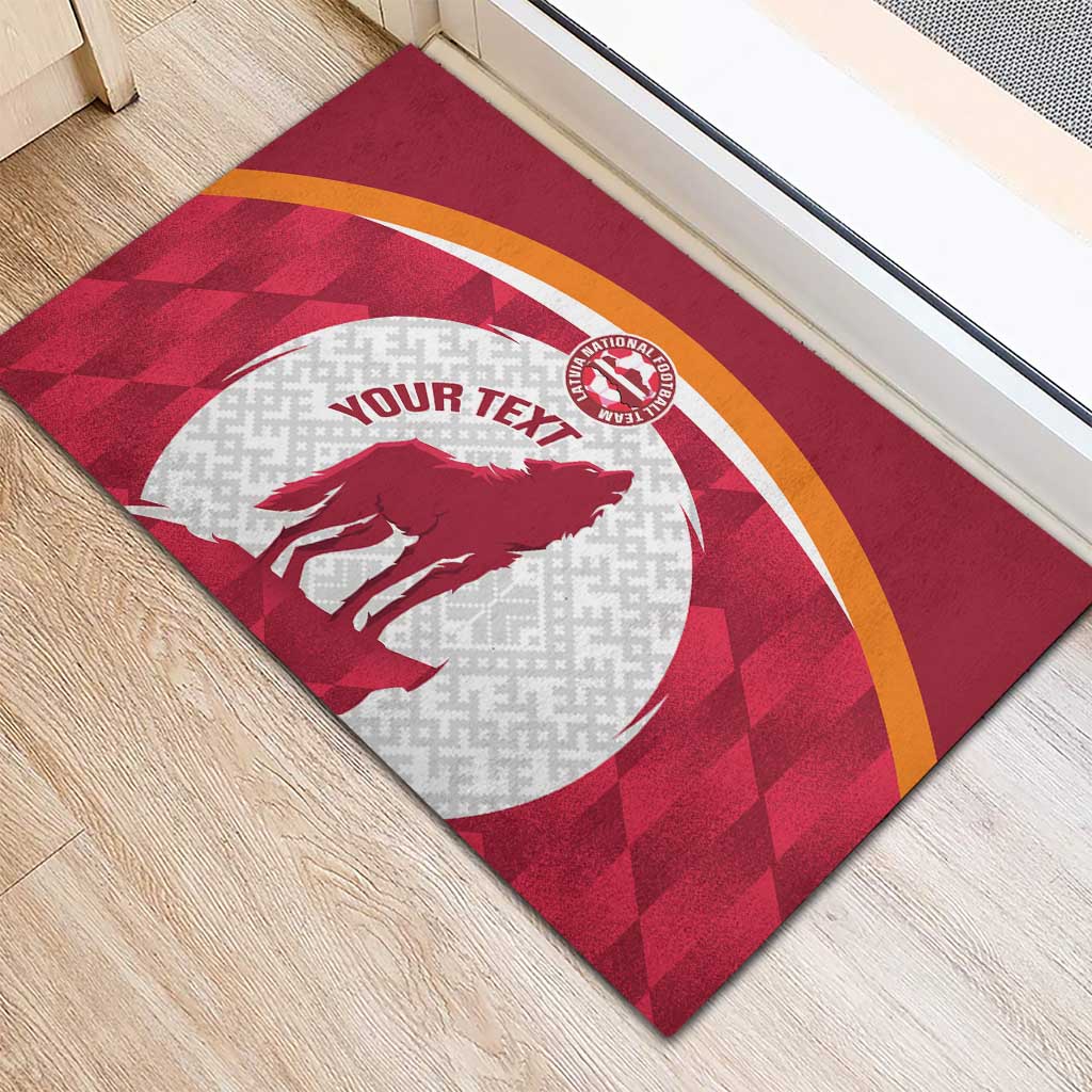Custom Latvia Football Rubber Doormat Go Wolves Latvija Folk Pattern